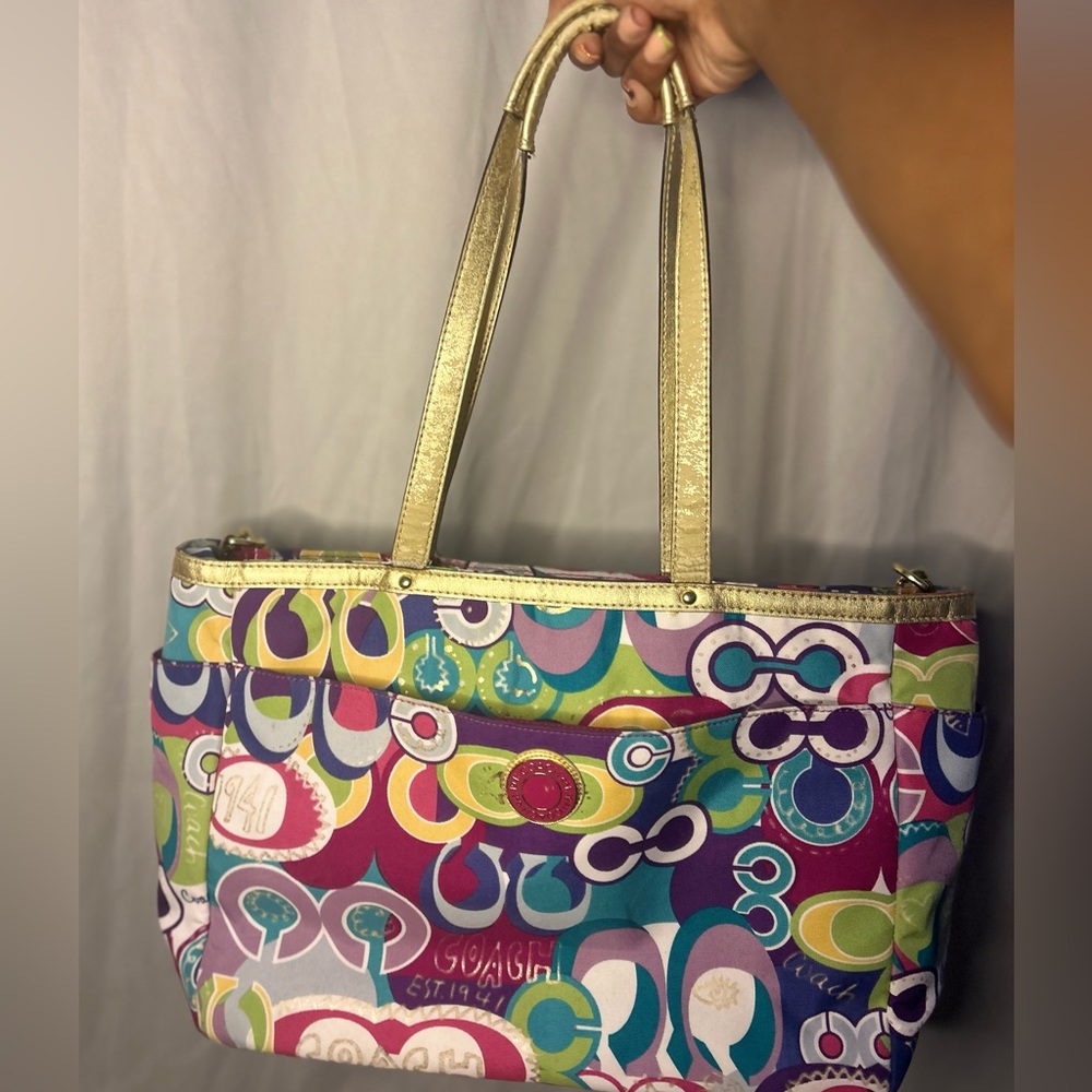 2000s coach graffiti multicolor tote